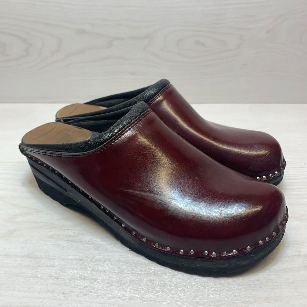 Troentorp Monet Clogs Women's Size 43 Bordeaux Leather Open Back Comfort Slip On